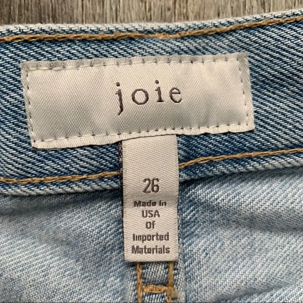 Joie Charan Raw Hem High Rise Straight Jeans Light Wash Size 26
